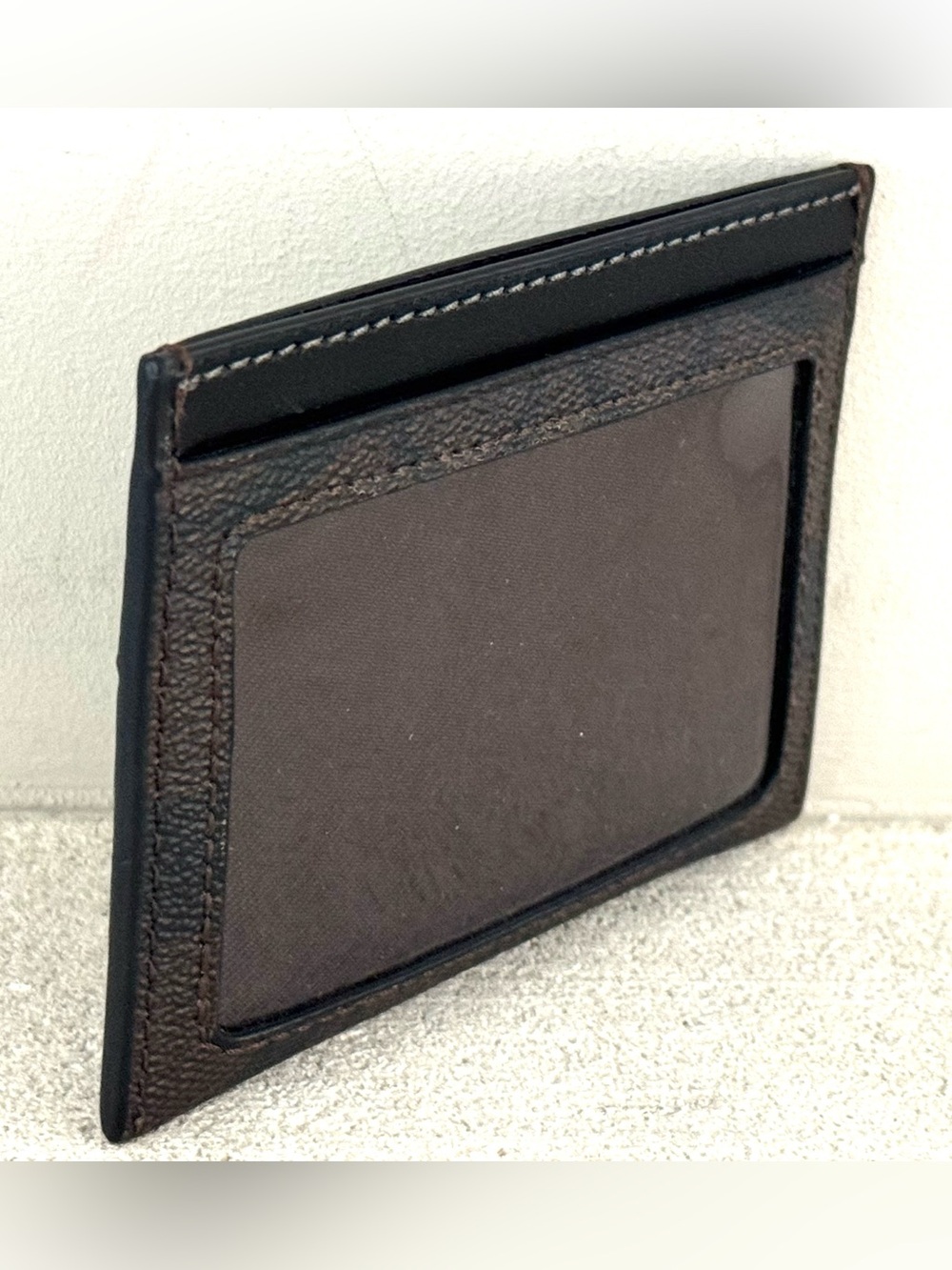 Coach Brown & Black Signature Slim Card Holder with Gold Logo - Picture 2 of 4